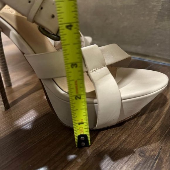 L.A.M.B. Gwen Stefani Nude Evelyn platform leather strappy pumps size 8 - Picture 4 of 7